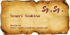 Szopri Szabina névjegykártya